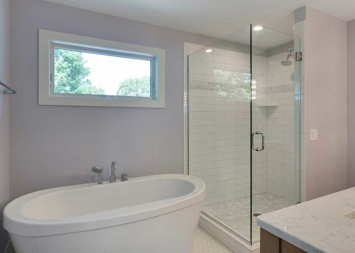 Bathroom with separate tub and walk in shower