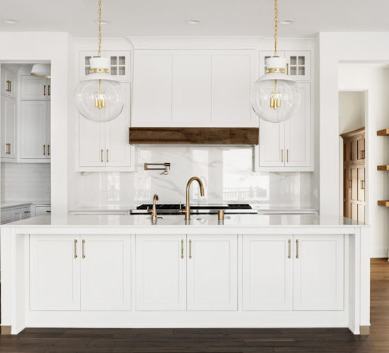 white kitchen with gold accents