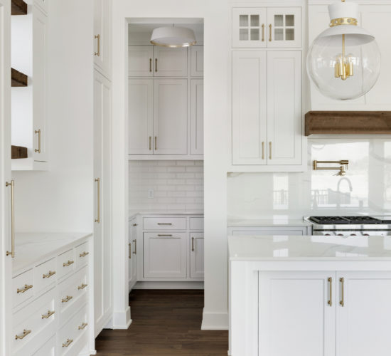 white kitchen with gold accents