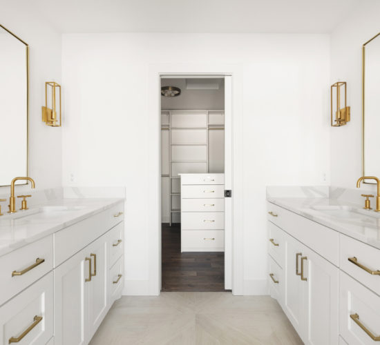 owners bath with double vanity and walk in closet