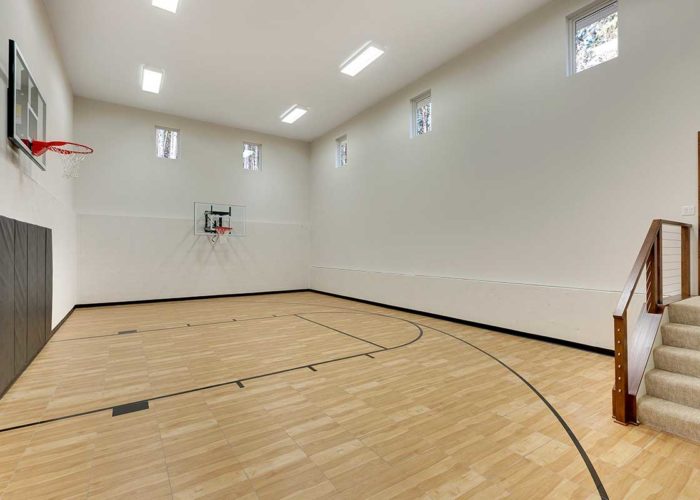 Sport court with two basket ball hoops
