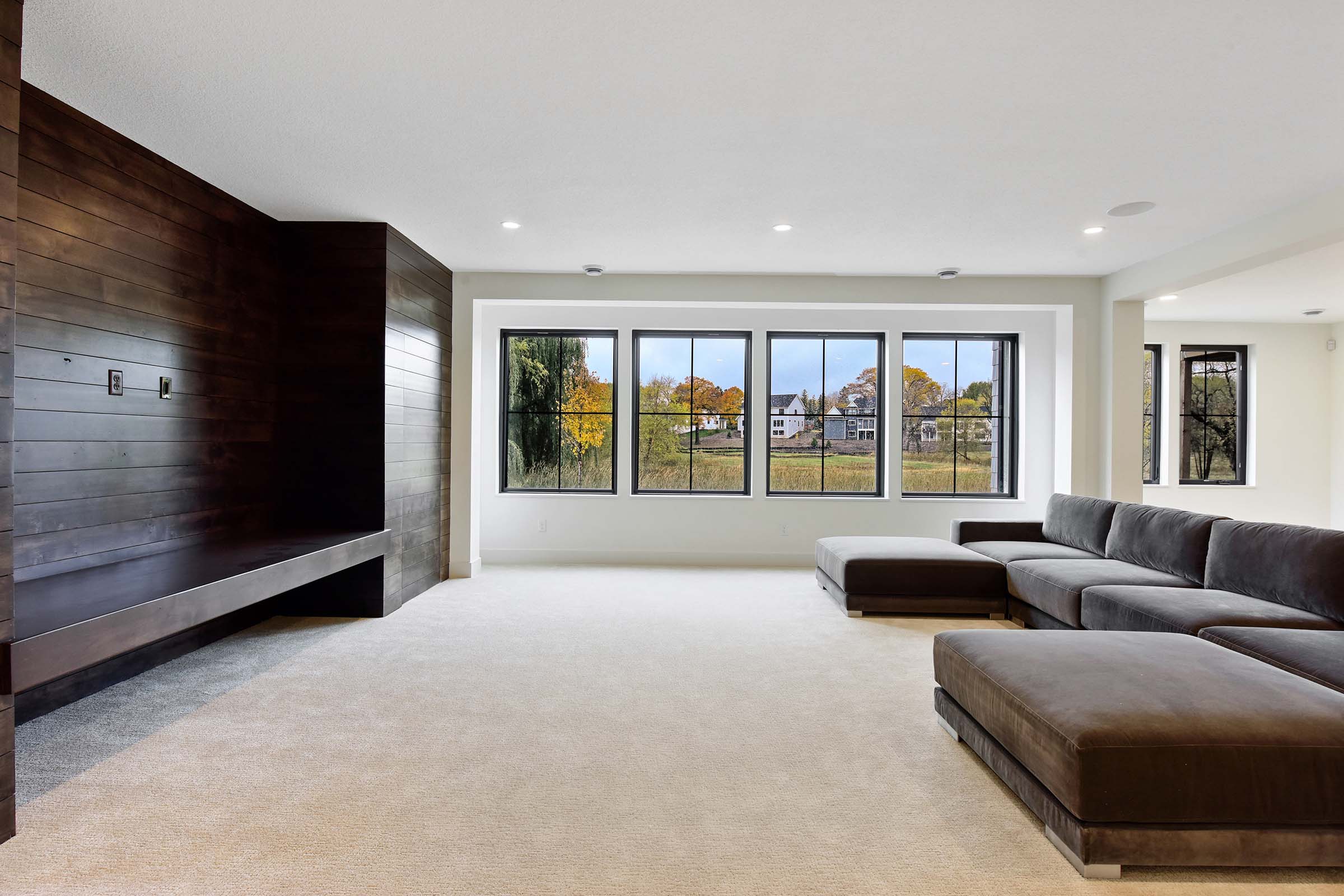 lower level custom built ins and windows Gonyea Custom Homes