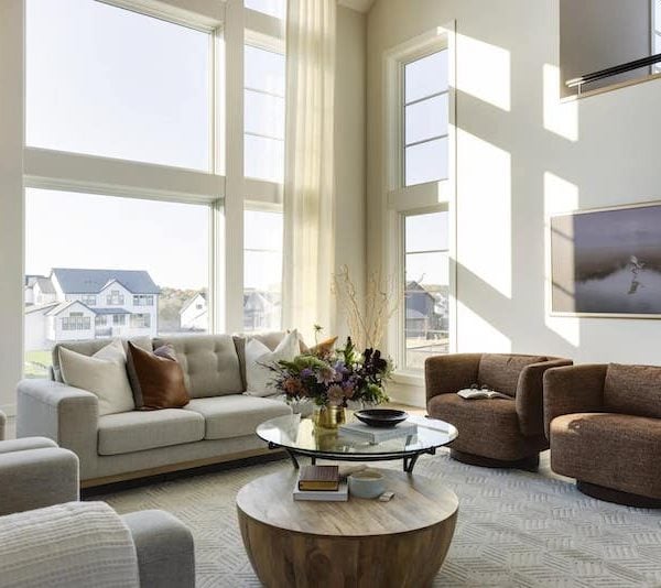 Gonyea custom home with beautiful bespoke windows allowing for ample natural sunlight.