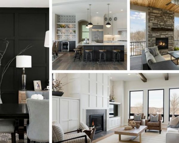 Collage of dining, kitchen, patio, and living room