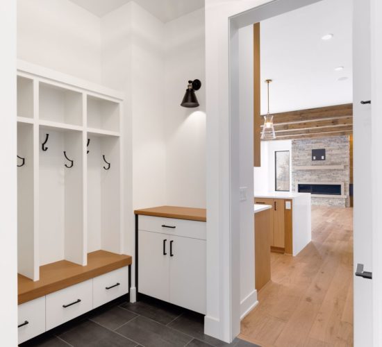 mudroom with built in cubbies
