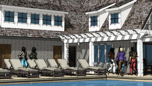 Sketch of home with swimming pool